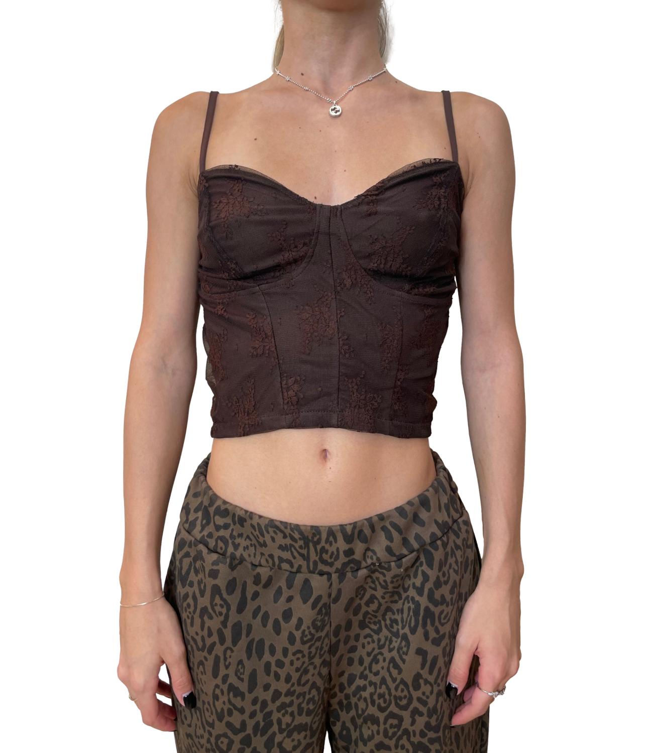Susy Mix Top Pizzo Moro Donna