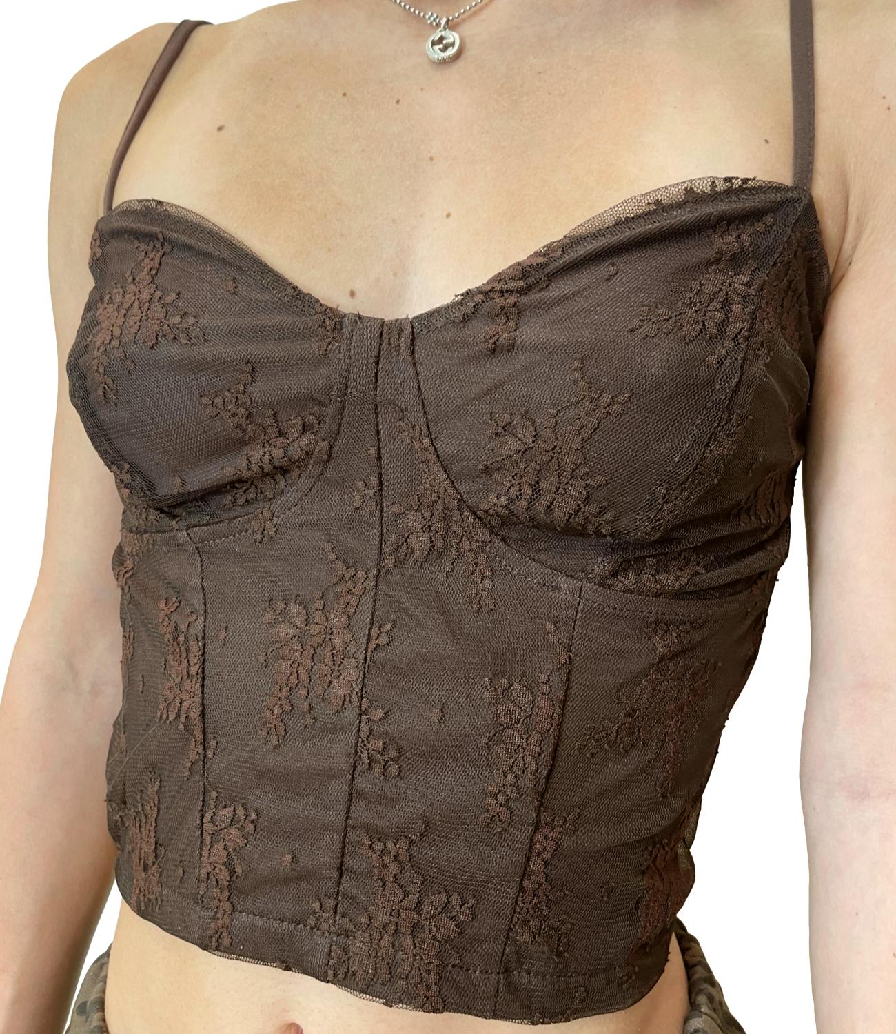 Susy Mix Top Pizzo Moro Donna