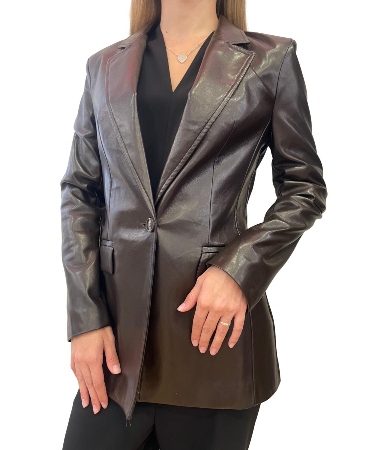 Susy Mix Giacca Ecopelle Moro Donna
