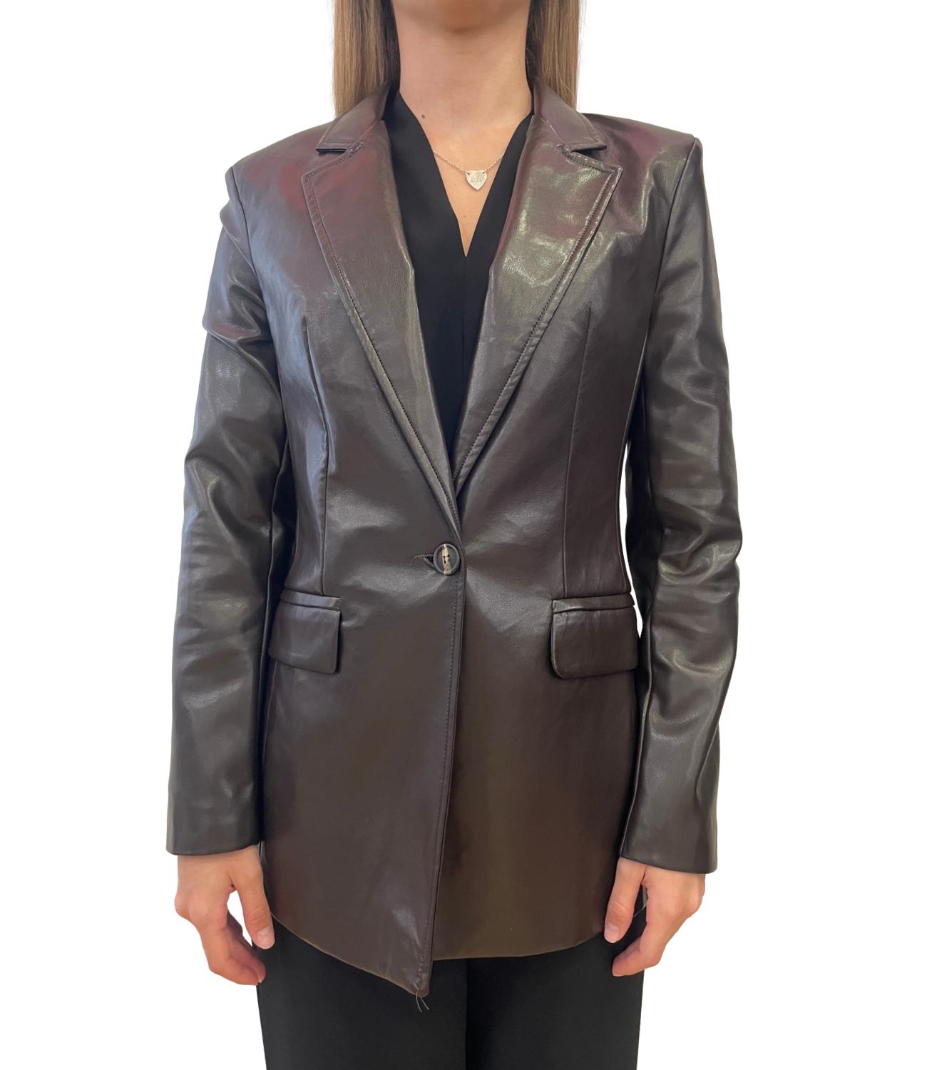 Susy Mix Giacca Ecopelle Moro Donna