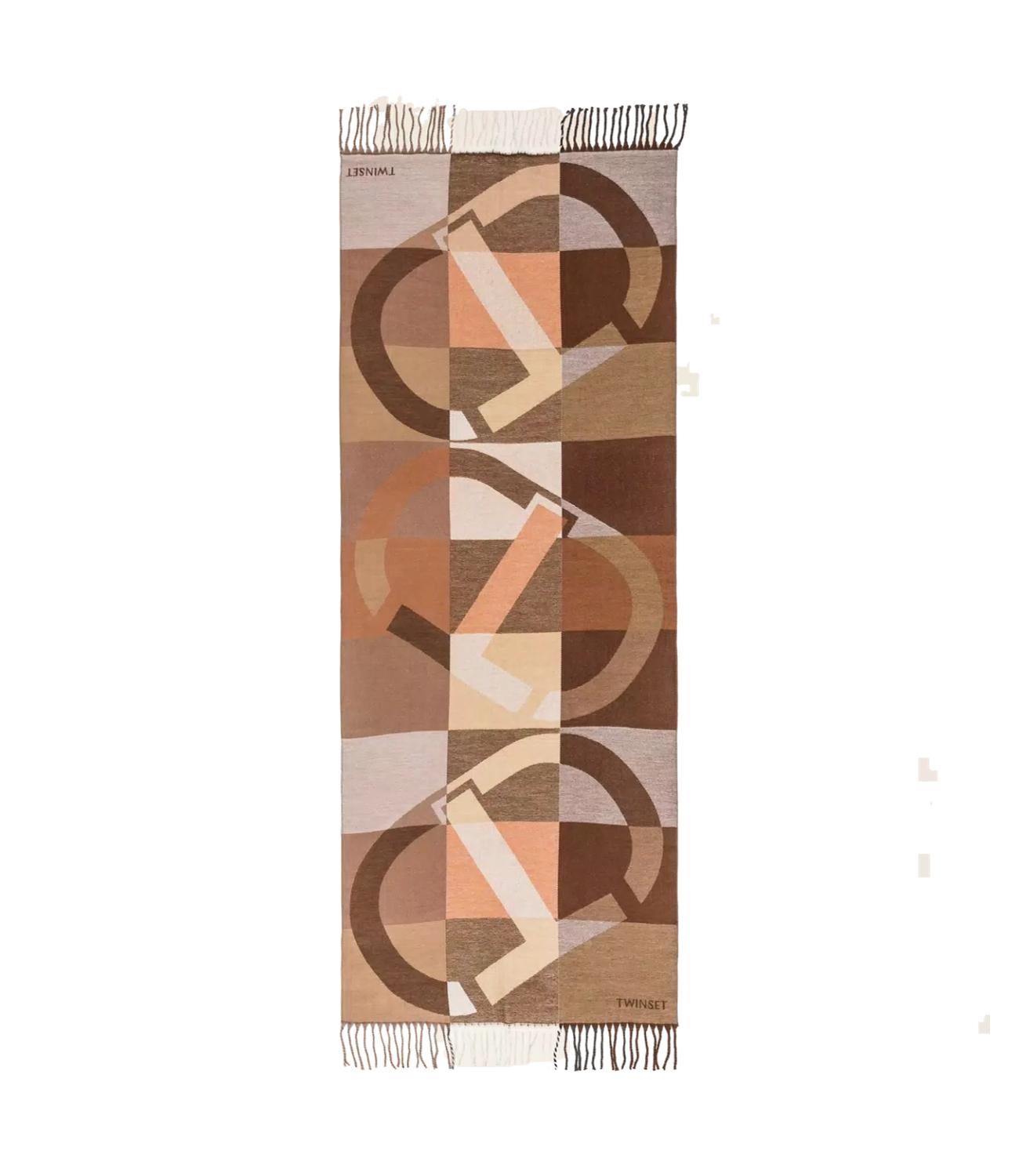 Twinset Stola In Panno C/Motivo Logo Jacquard Marrone Donna