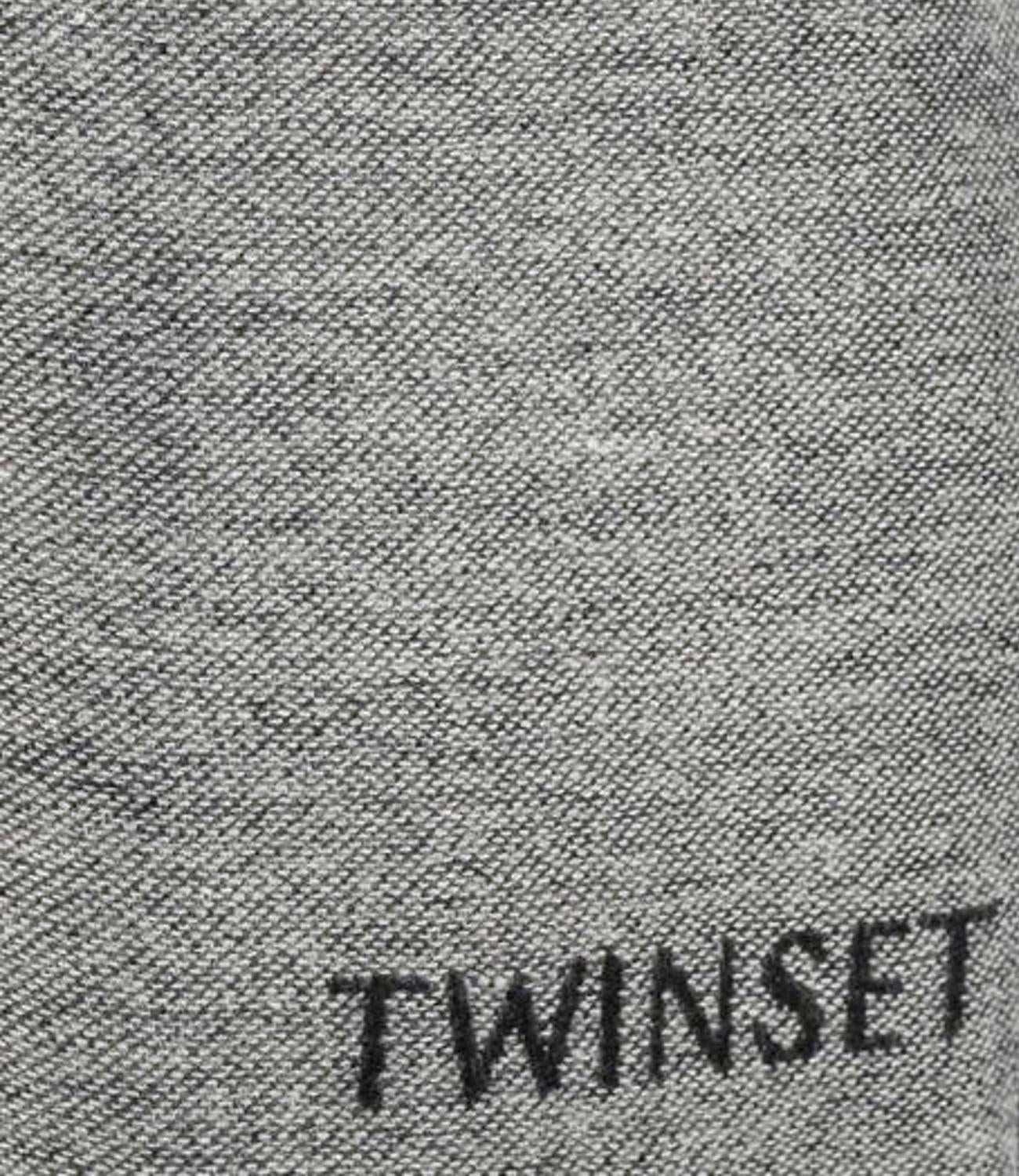 Twinset Stola In Panno C/Motivo Logo Jacquard Grigio Melange Donna