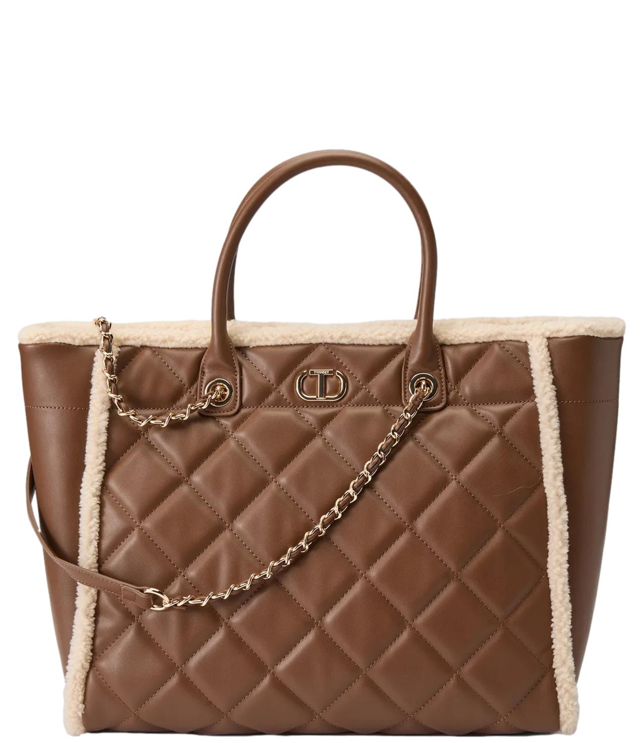 Twinset Borsa Tote Trapuntata Cuoio/Neve Donna