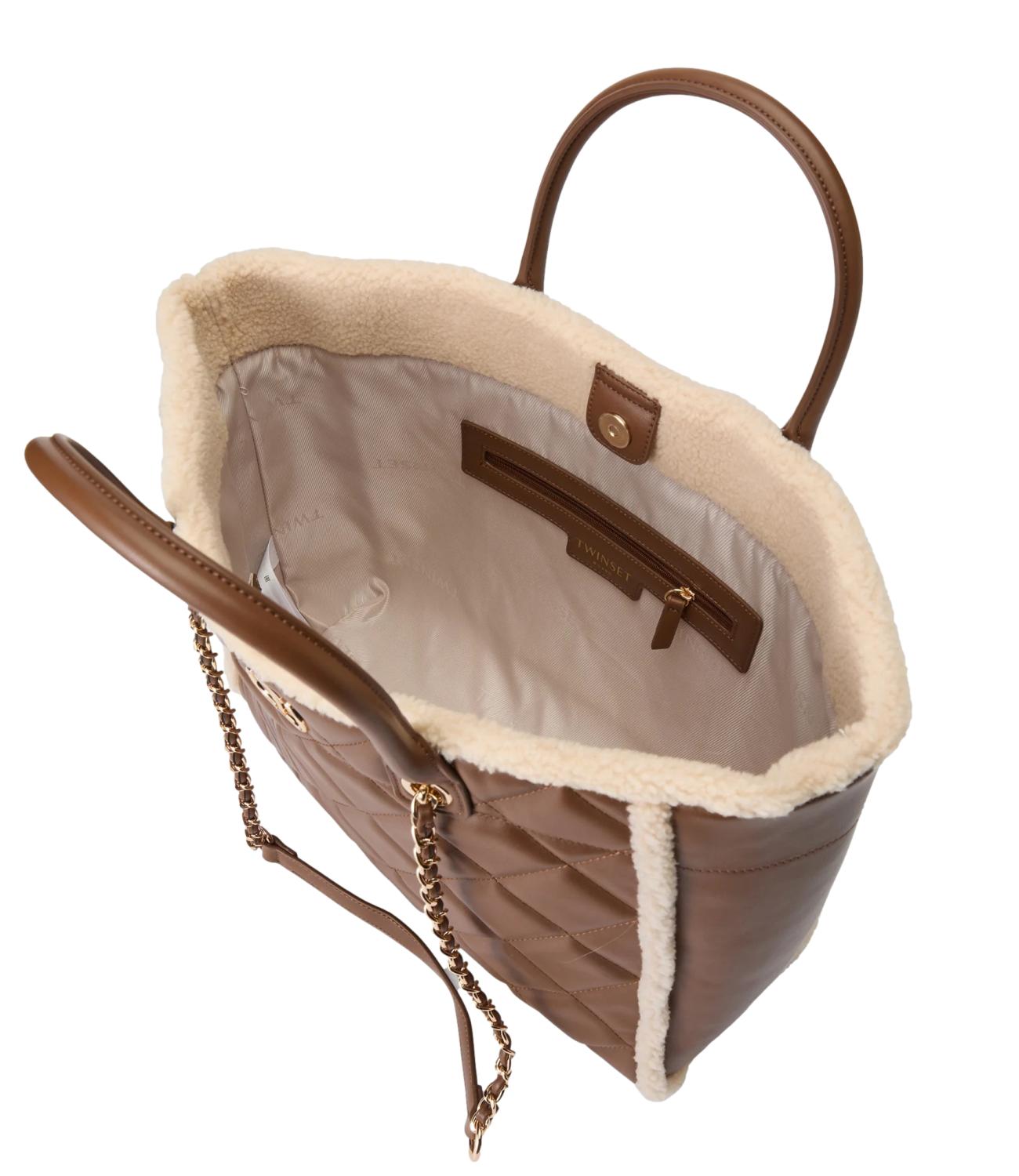 Twinset Borsa Tote Trapuntata Cuoio/Neve Donna