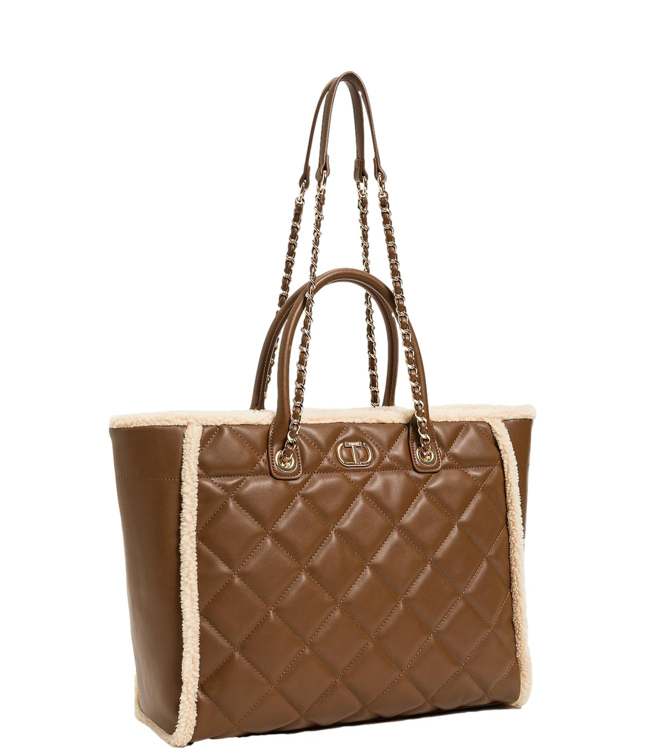 Twinset Borsa Tote Trapuntata Cuoio/Neve Donna