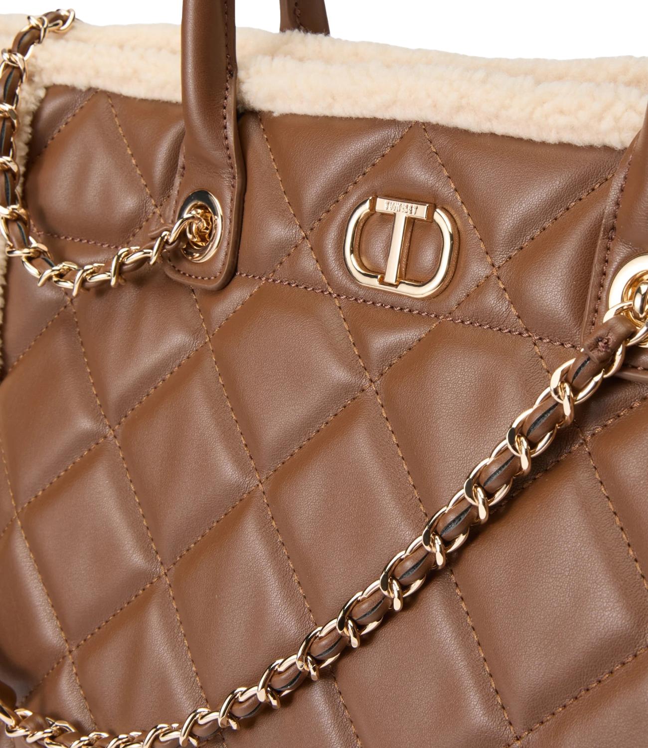 Twinset Borsa Tote Trapuntata Cuoio/Neve Donna