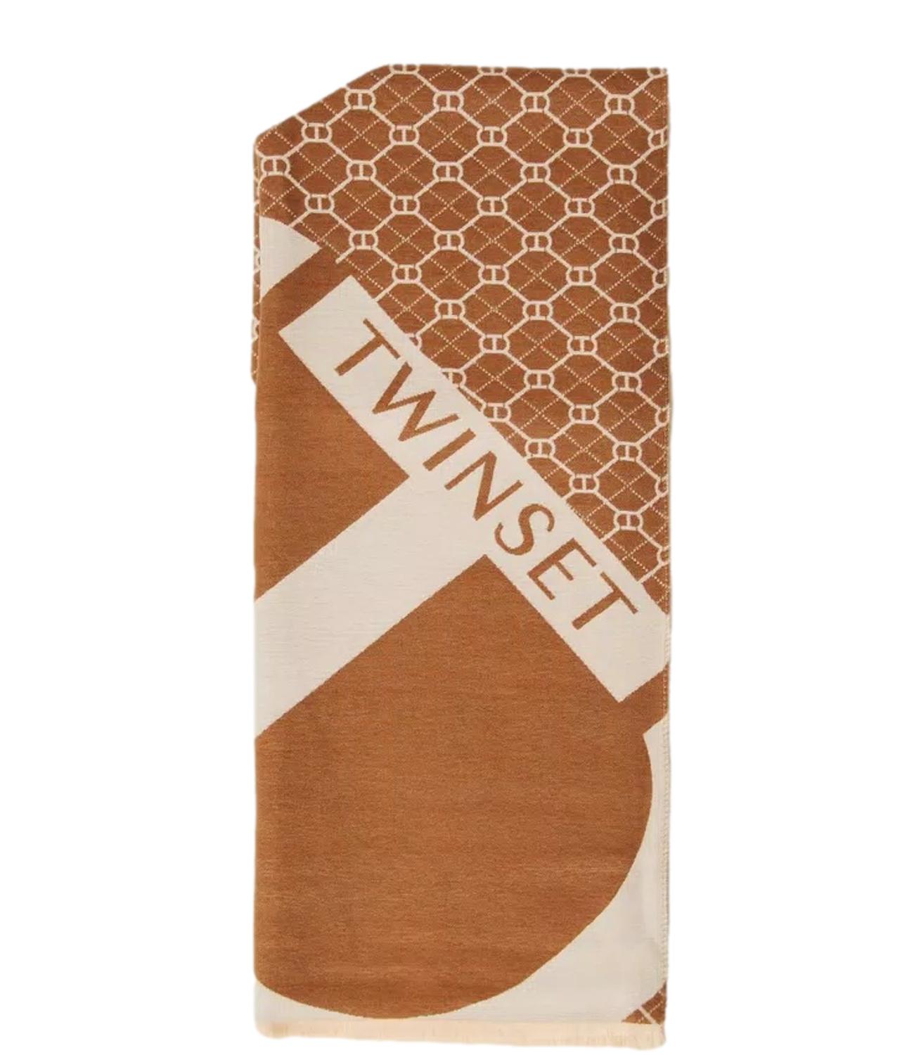 Twinset Stola In Tessuto Jacquard Logo Alpaca Donna