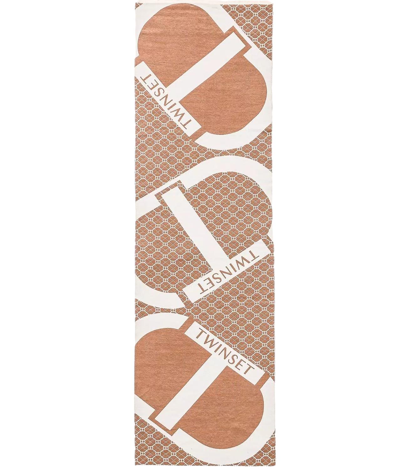 Twinset Stola In Tessuto Jacquard Logo Alpaca Donna