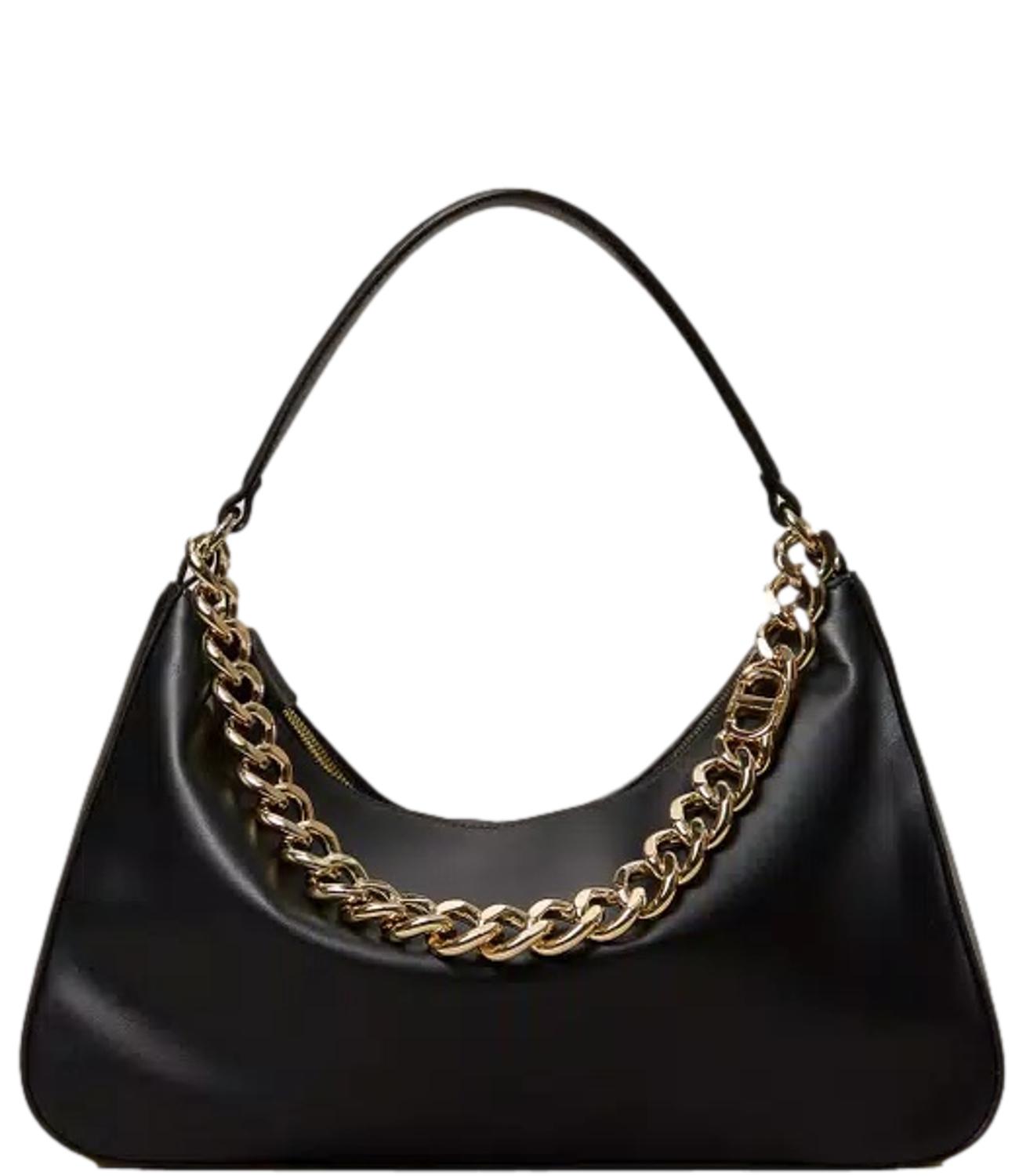 Twinset Tracolla Liliane Grande In Pelle C/Catena Nero/Oro Donna