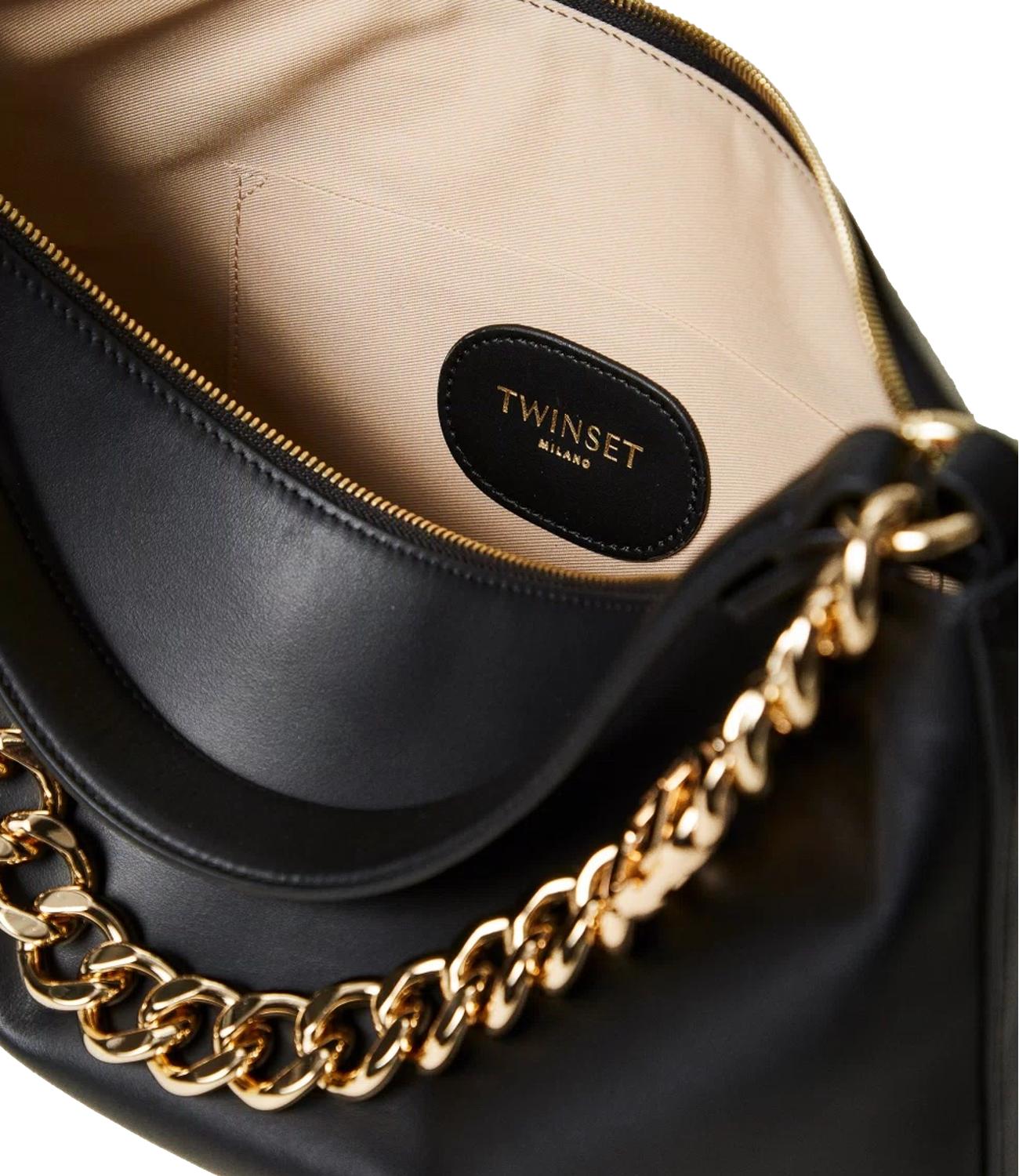 Twinset Tracolla Liliane Grande In Pelle C/Catena Nero/Oro Donna
