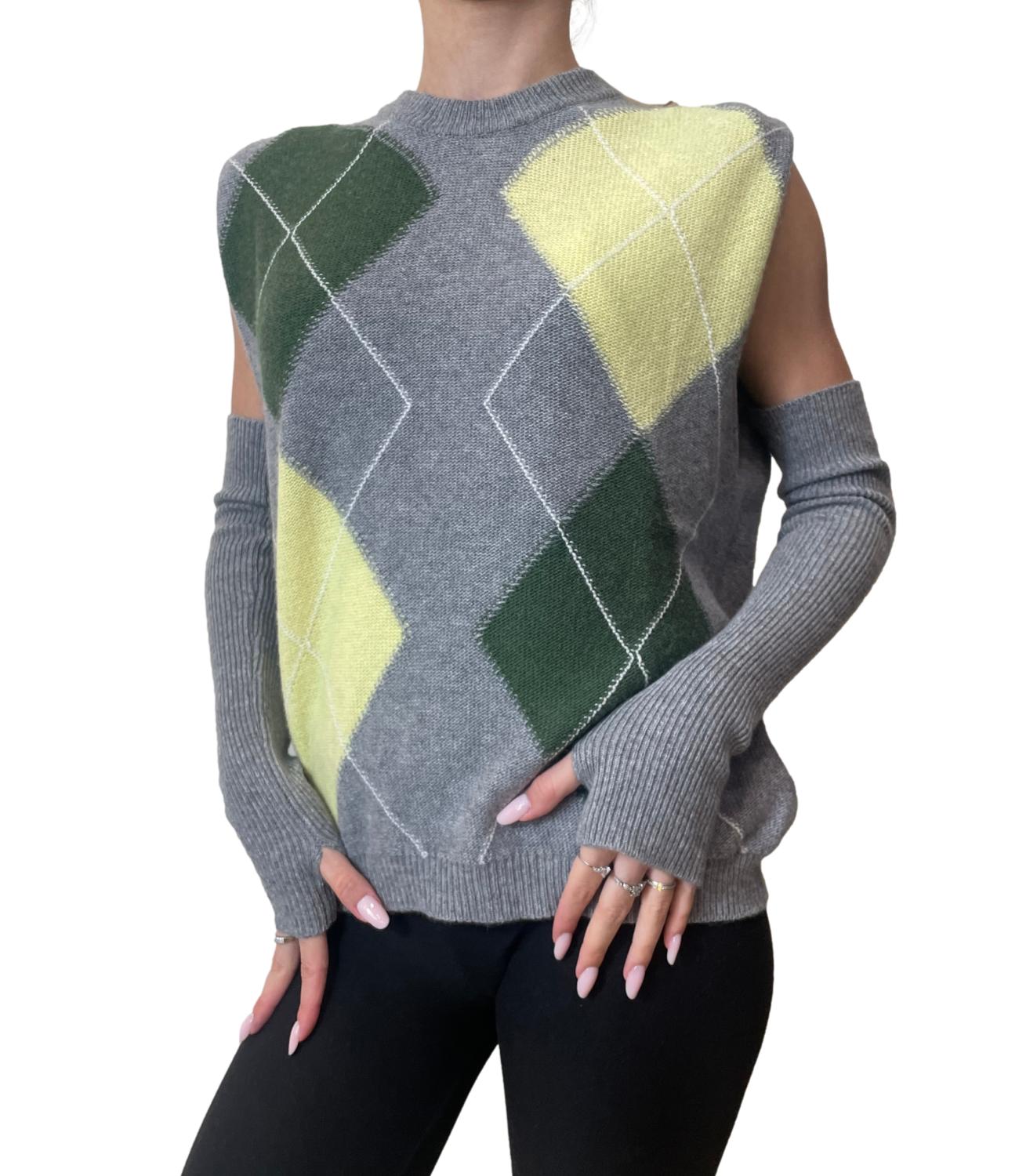 Vicolo Gilet C/Manicotti Multicolor Verde Donna