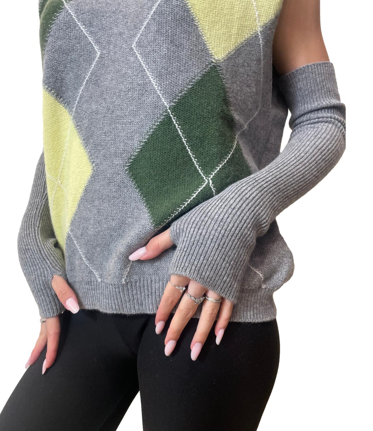 Vicolo Gilet C/Manicotti Multicolor Verde Donna