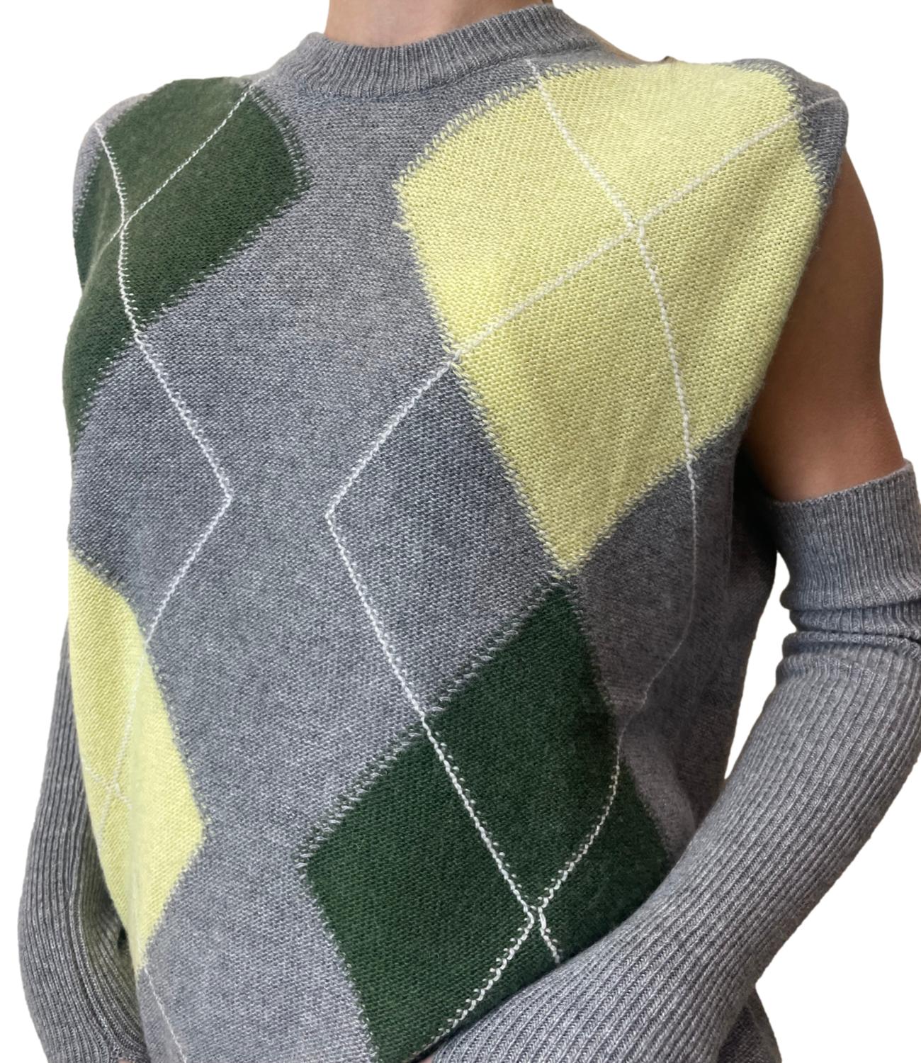 Vicolo Gilet C/Manicotti Multicolor Verde Donna