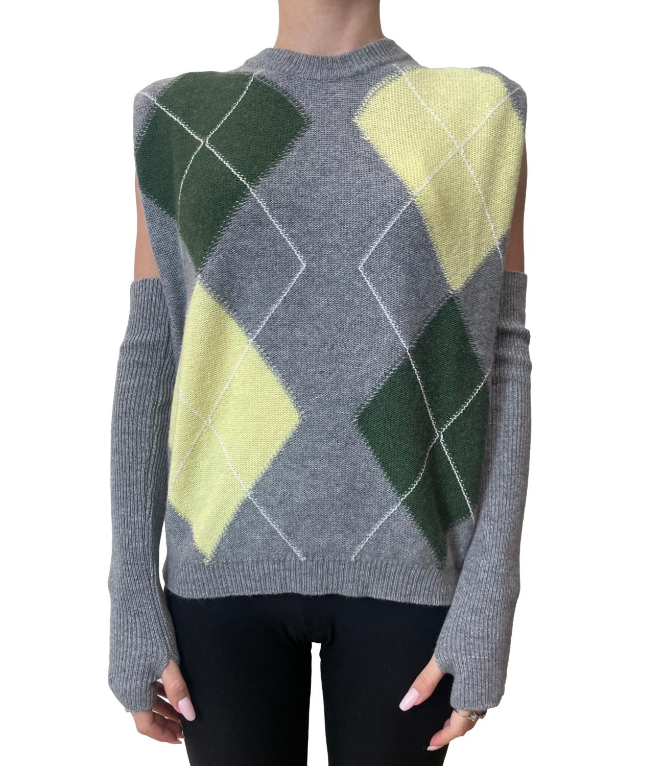 Vicolo Gilet C/Manicotti Multicolor Verde Donna