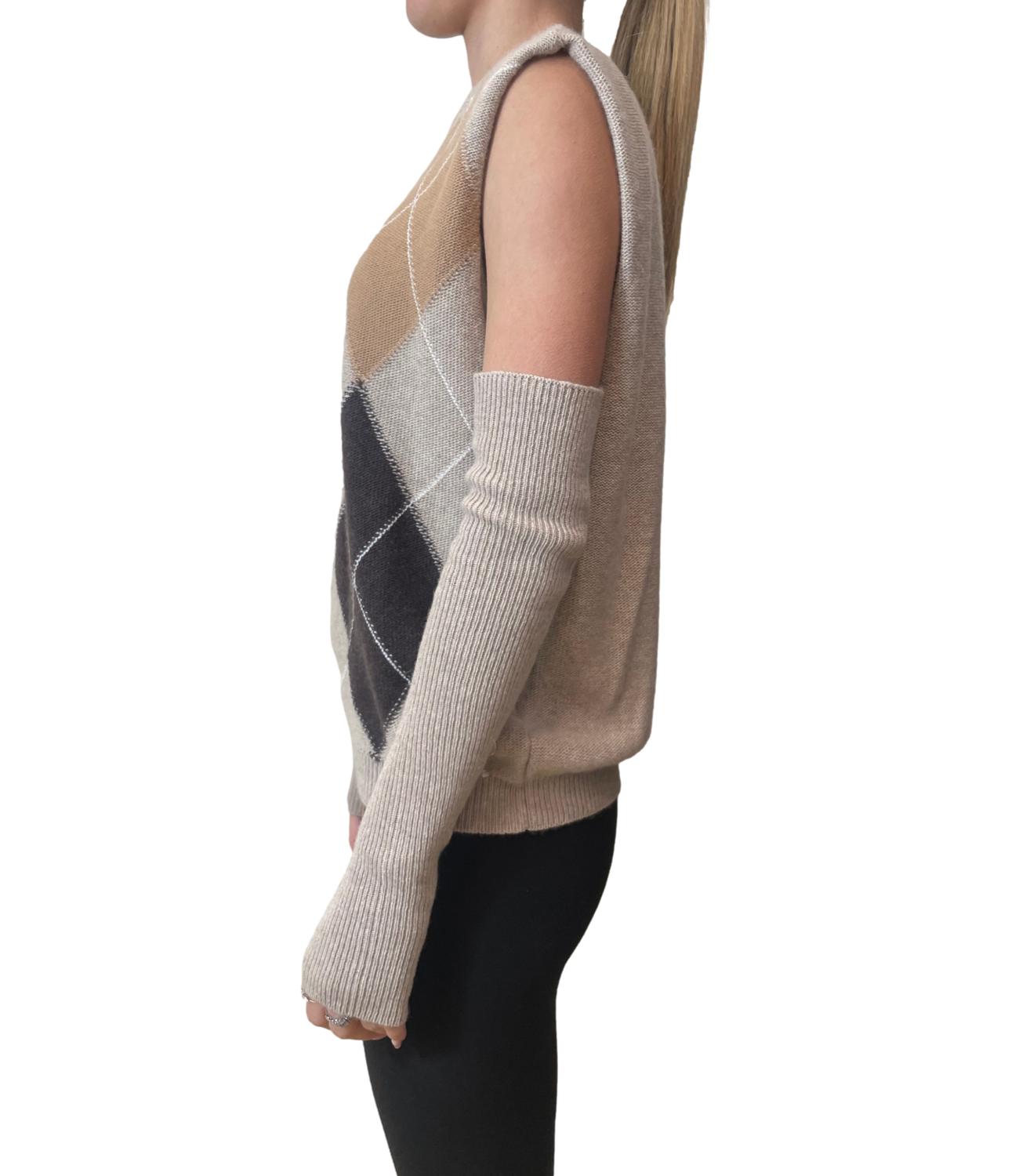 Vicolo Gilet C/Manicotti Multicolor Beige Donna