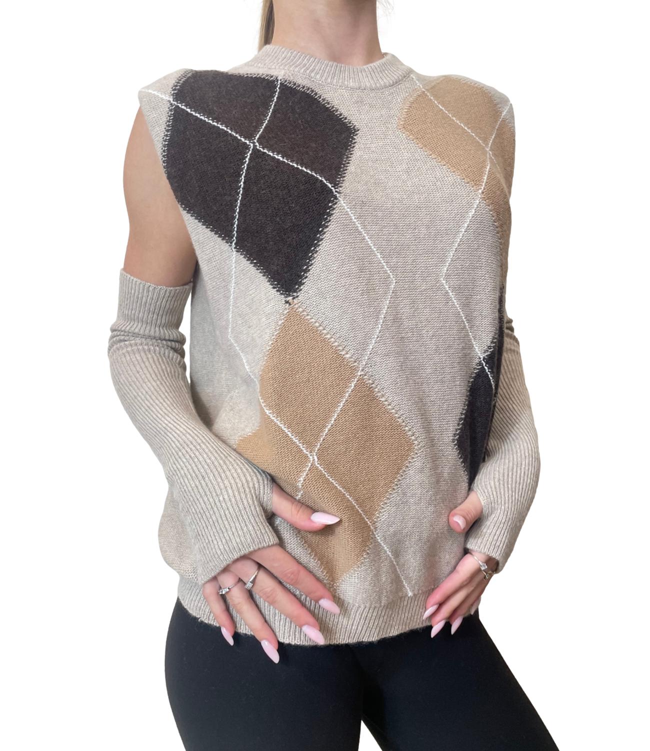 Vicolo Gilet C/Manicotti Multicolor Beige Donna