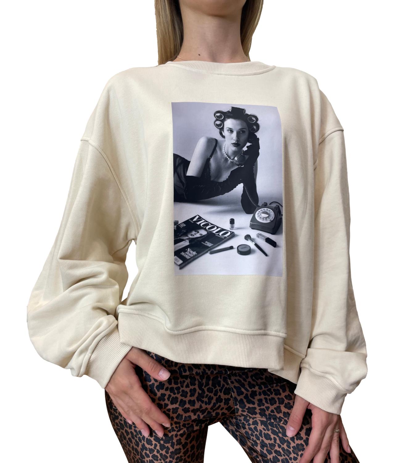 Vicolo Felpa Bianca Donna