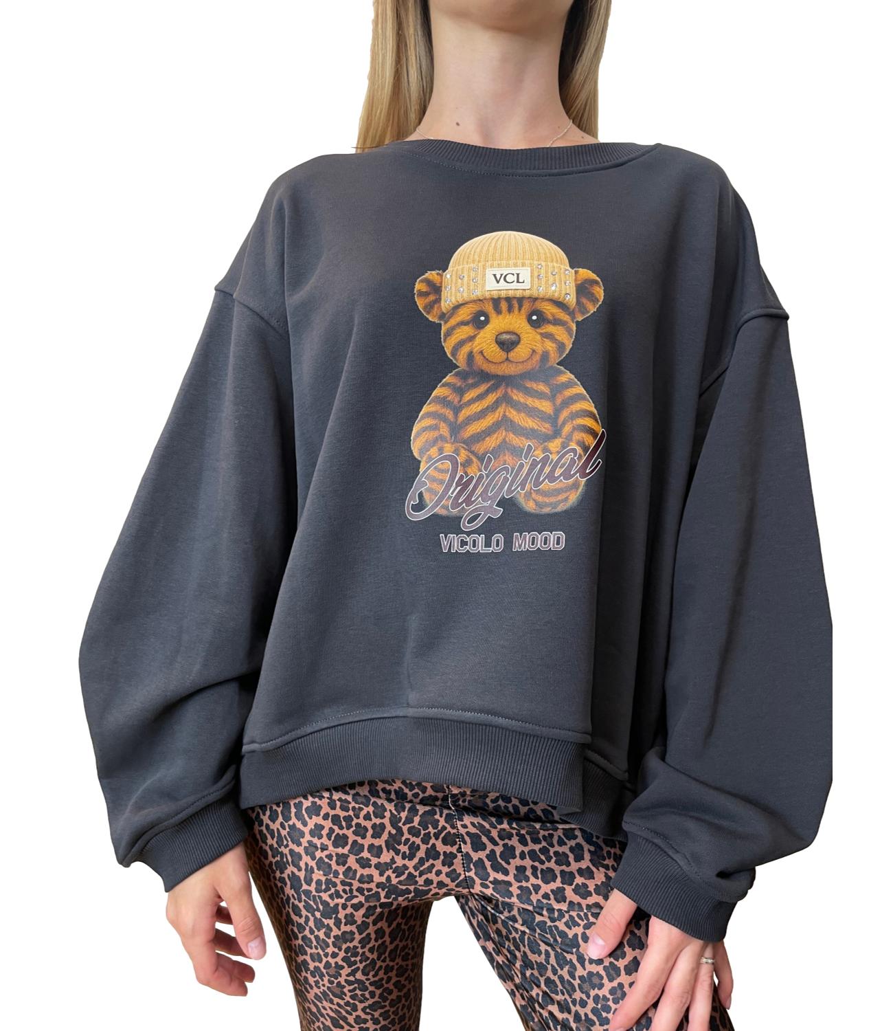Vicolo Felpa Grigio Scuro Donna