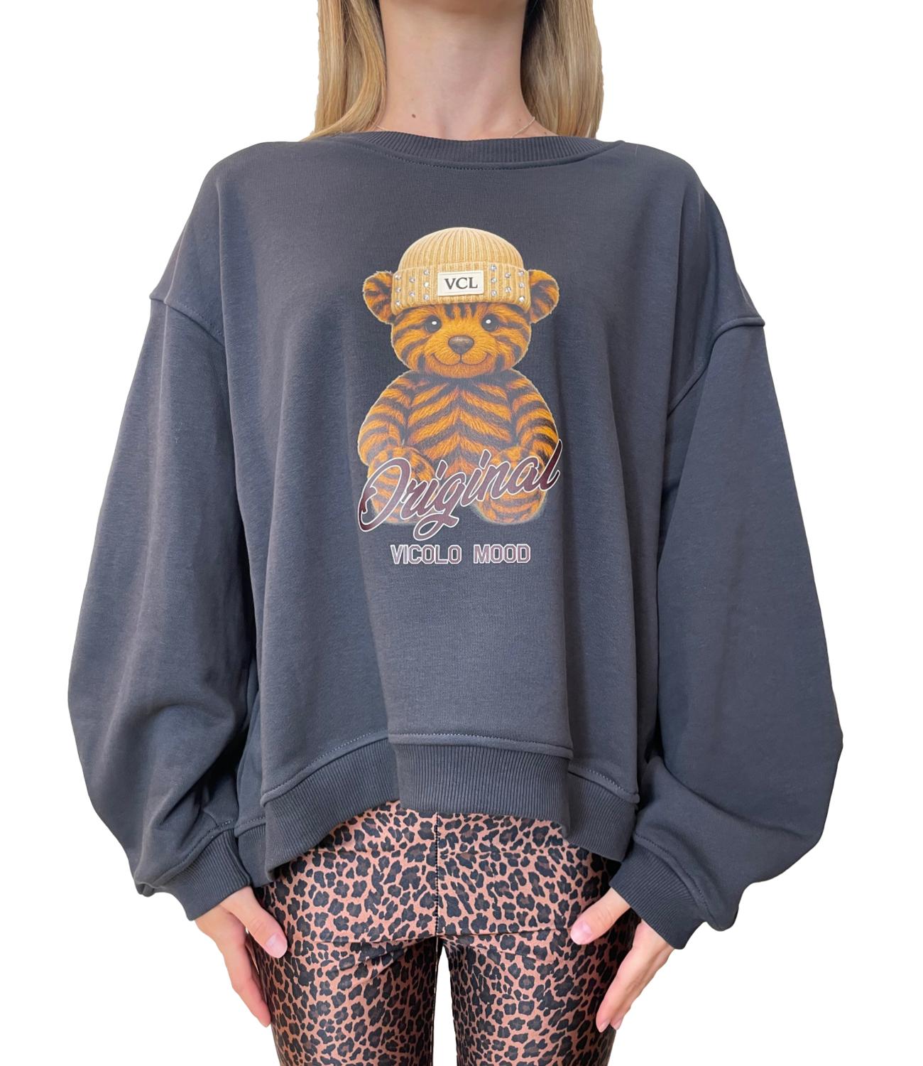 Vicolo Felpa Grigio Scuro Donna