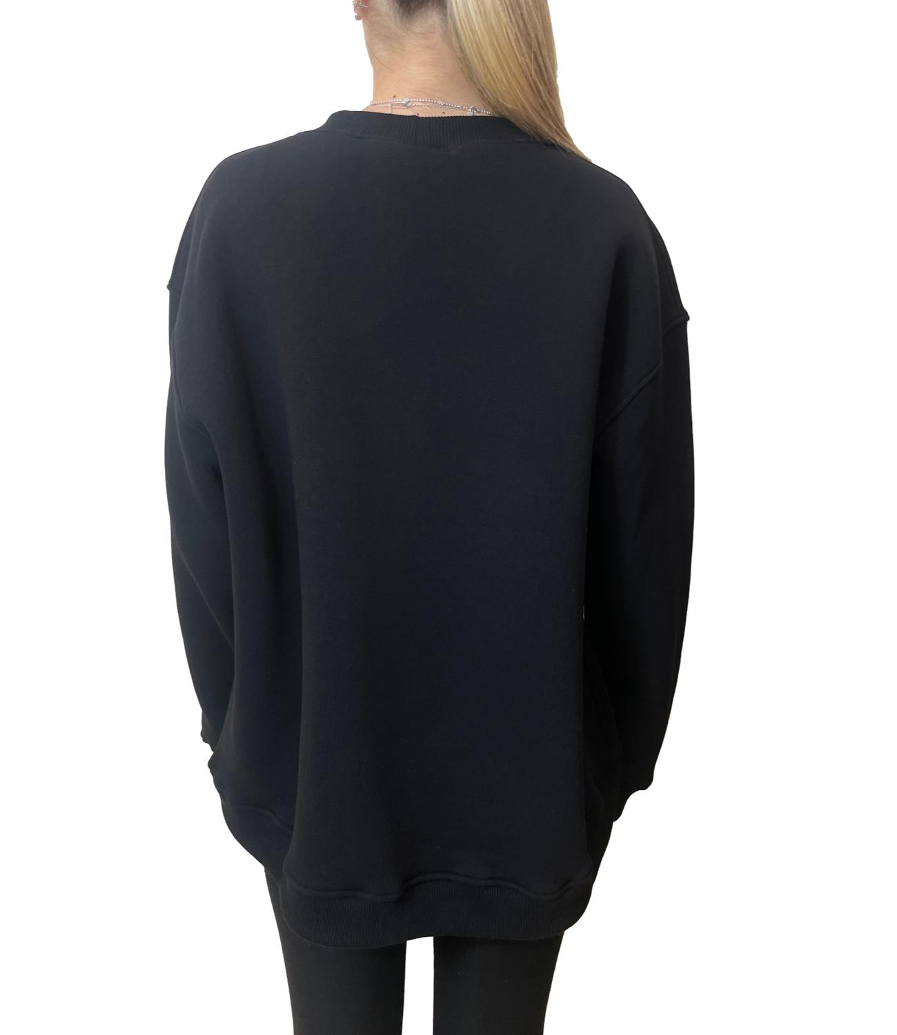 Vicolo Felpa Stampa Natalizia Nero Donna