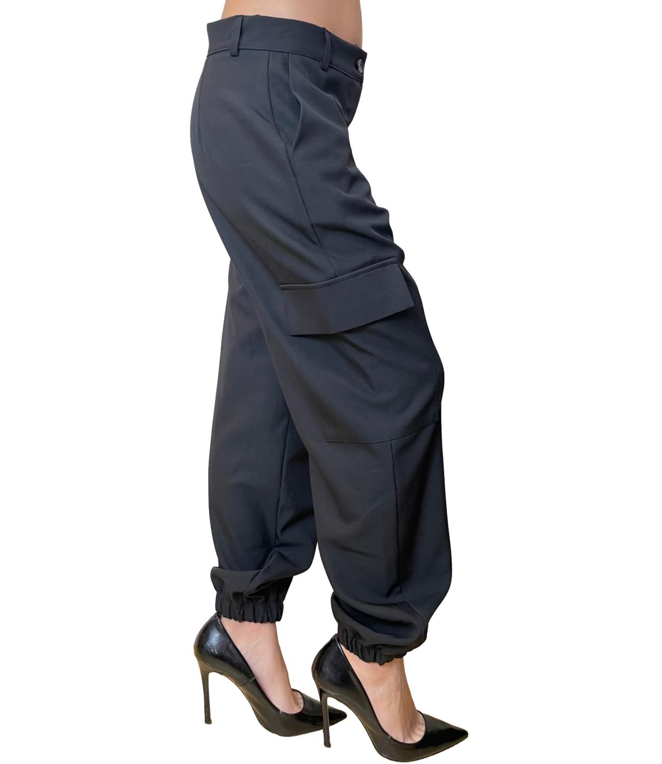 Vicolo Pantalone Cargo Nero Donna