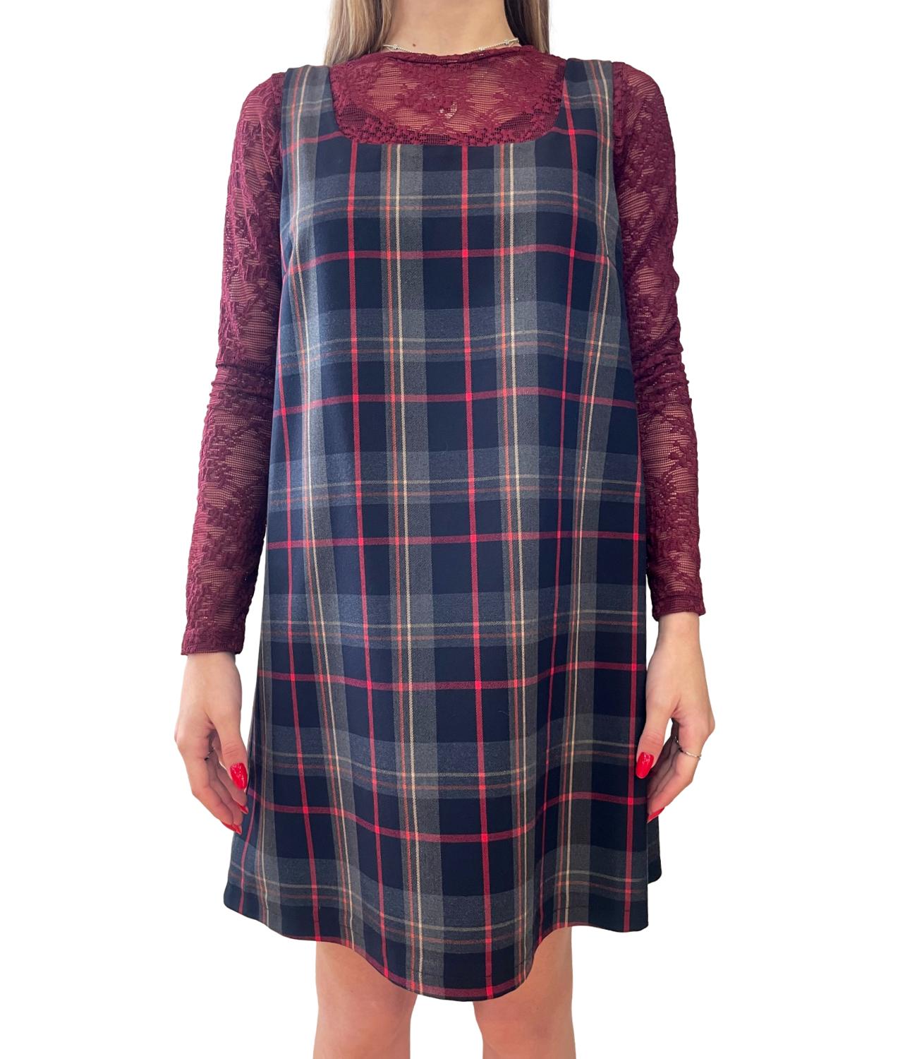 Vicolo Abito Tartan Multicolor Donna