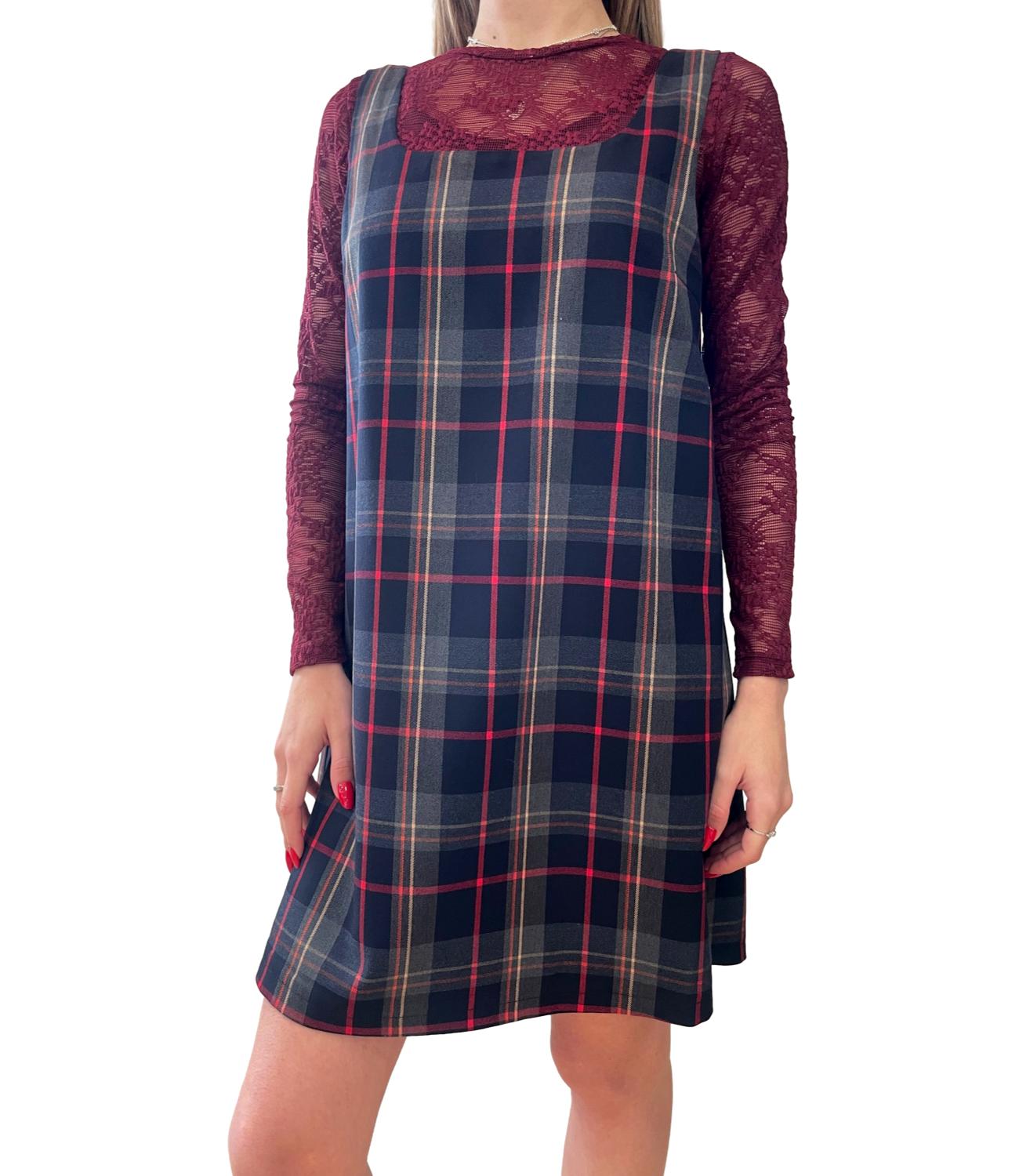Vicolo Abito Tartan Multicolor Donna