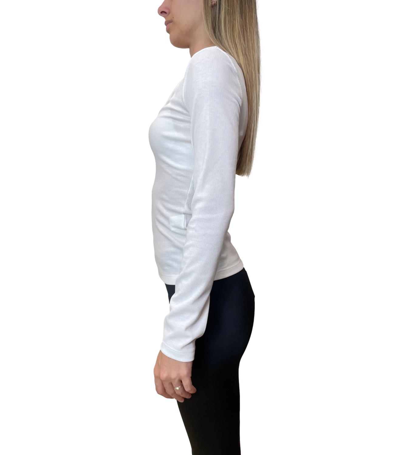 Vicolo Top Scollo a V Bianco Donna