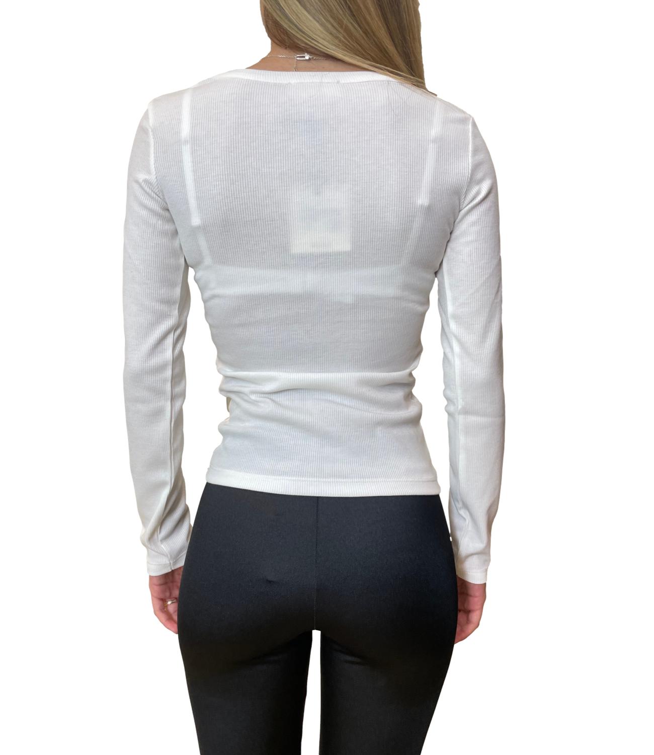 Vicolo Top Scollo a V Bianco Donna