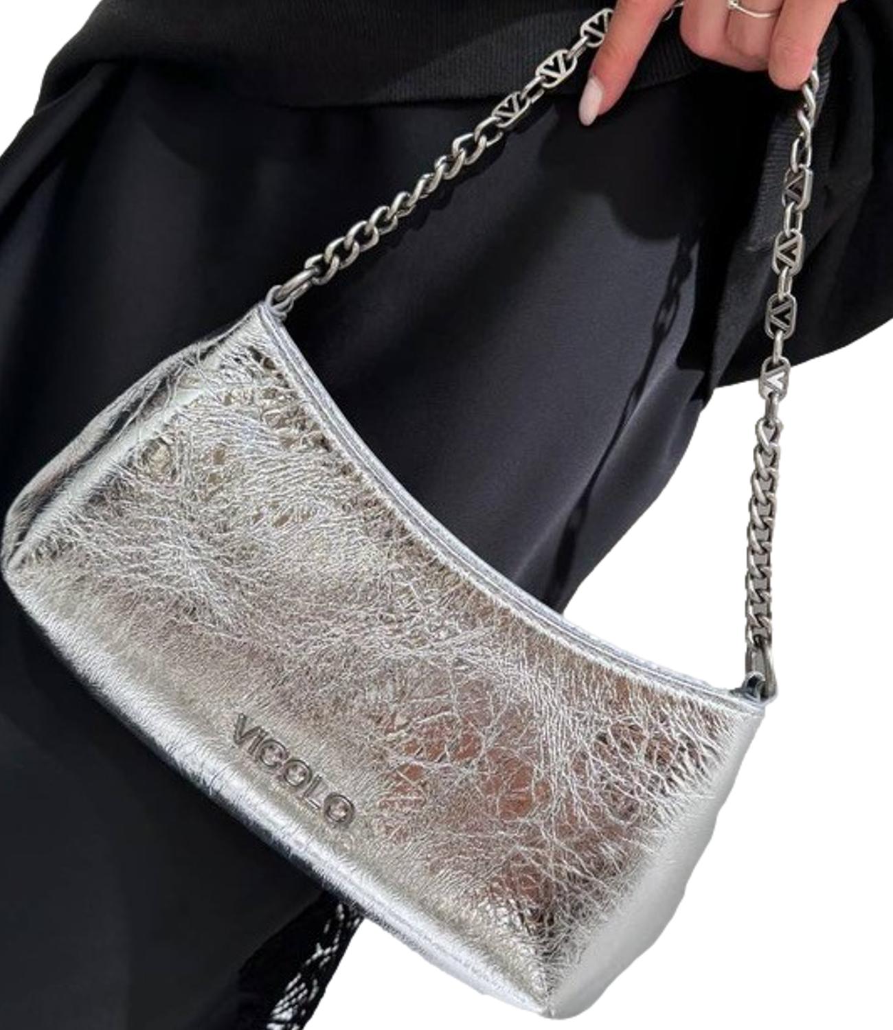 Vicolo Borsa Metallic Mirror Argento Donna