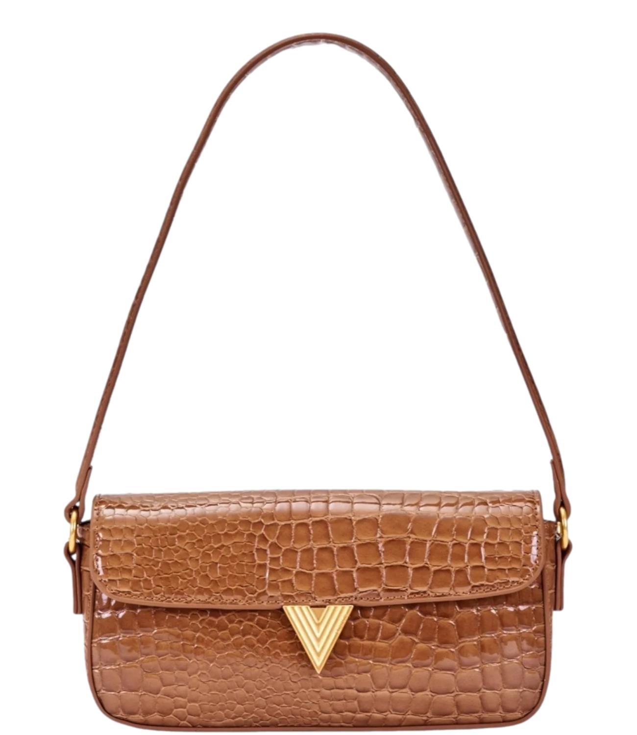 Vicolo Borsa Pencil Crocco Effect Cammello Donna