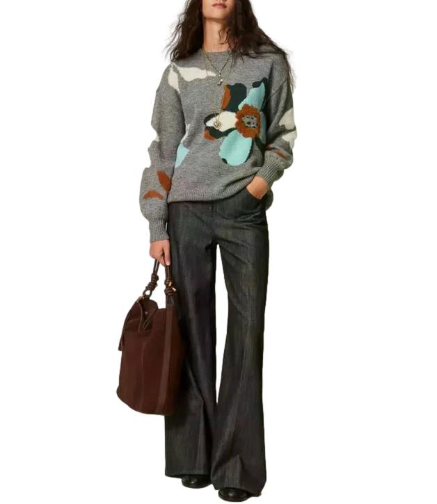 Maglia Actitude Twinset 262AT3021 Donna - Intarsio Grigio Medio Mel./sme