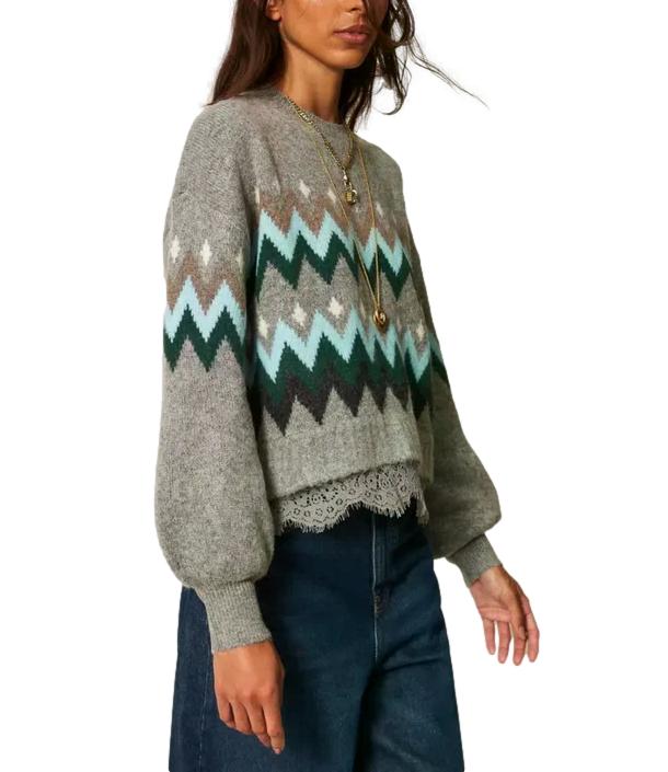 Maglia Actitude Twinset 262AT3034 Donna - Jacq.grigio Medio Mel.smeraldo