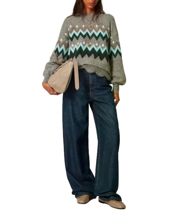 Maglia Actitude Twinset 262AT3034 Donna - Jacq.grigio Medio Mel.smeraldo