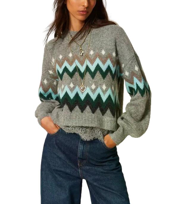 Maglia Actitude Twinset 262AT3034 Donna - Jacq.grigio Medio Mel.smeraldo
