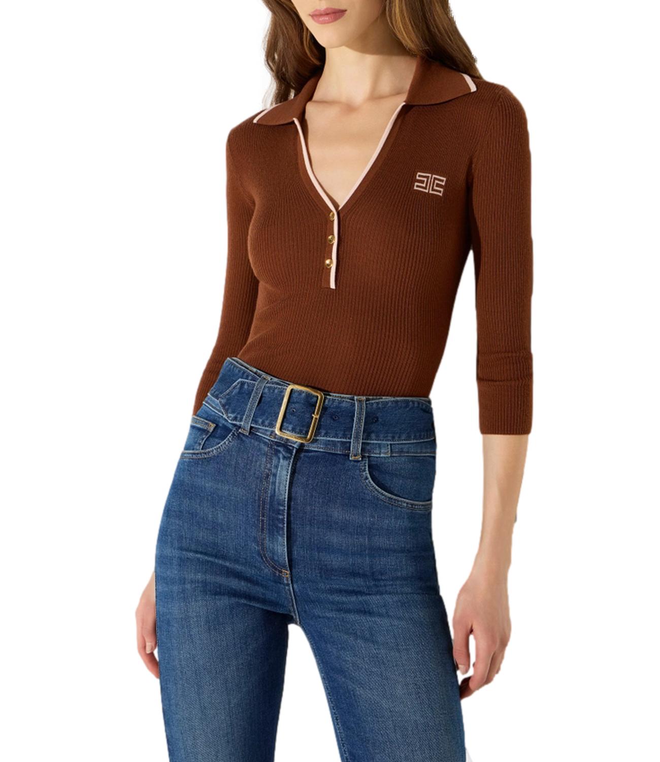 Maglia Elisabetta Franchi MK17B66E2 Donna - Sigaro/nude