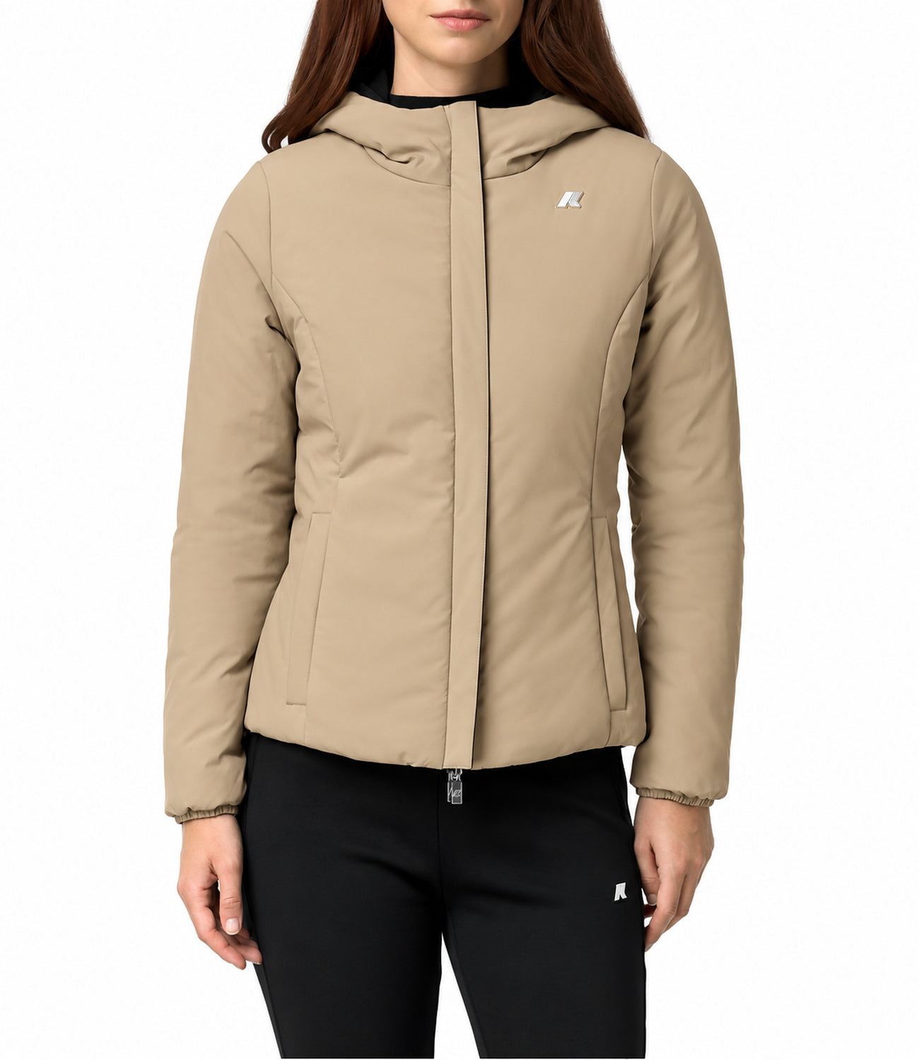 Giacca K-Way K6128TW Donna - Black Pure - Beige Khaki