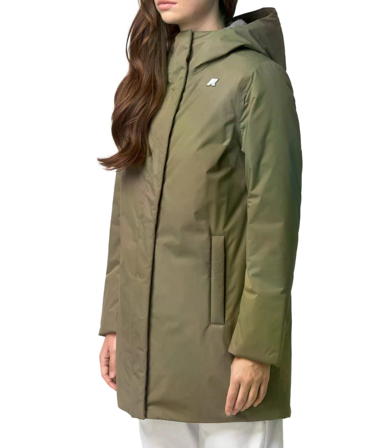 Giacca K-Way K8144CW Donna - Green Army - Grey Warm