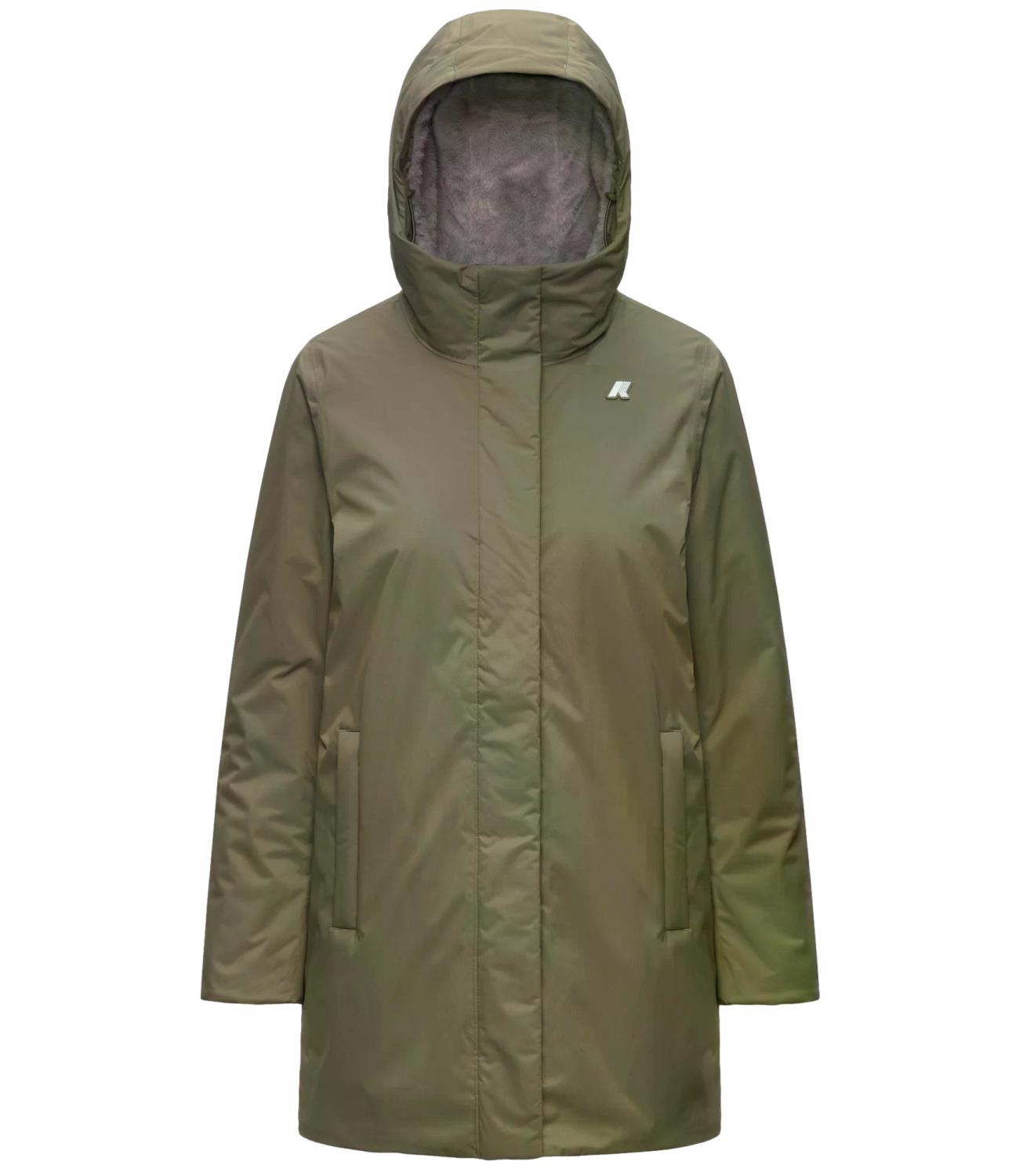 Giacca K-Way K8144CW Donna - Green Army - Grey Warm