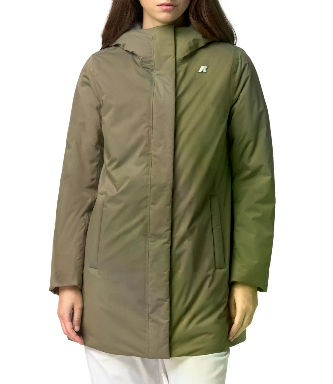 Giacca K-Way K8144CW Donna - Green Army - Grey Warm