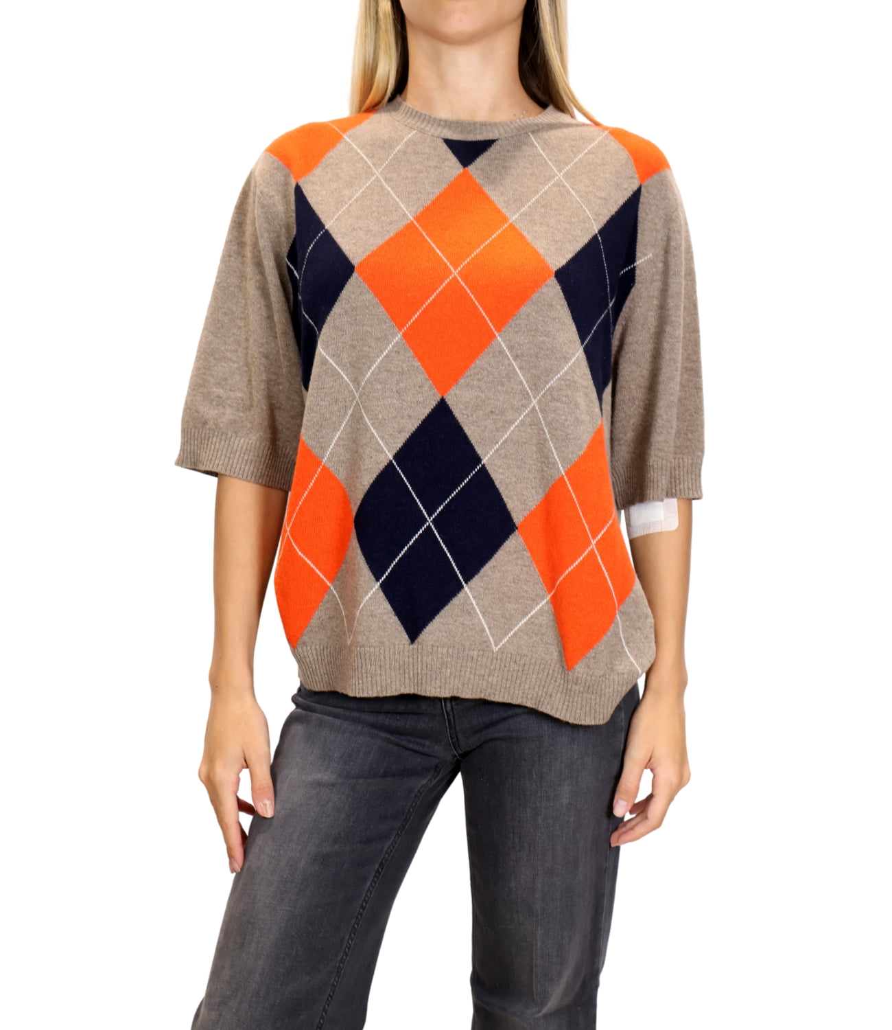 Maglia Kontatto 3M1937NI Donna - Tortora/arancio