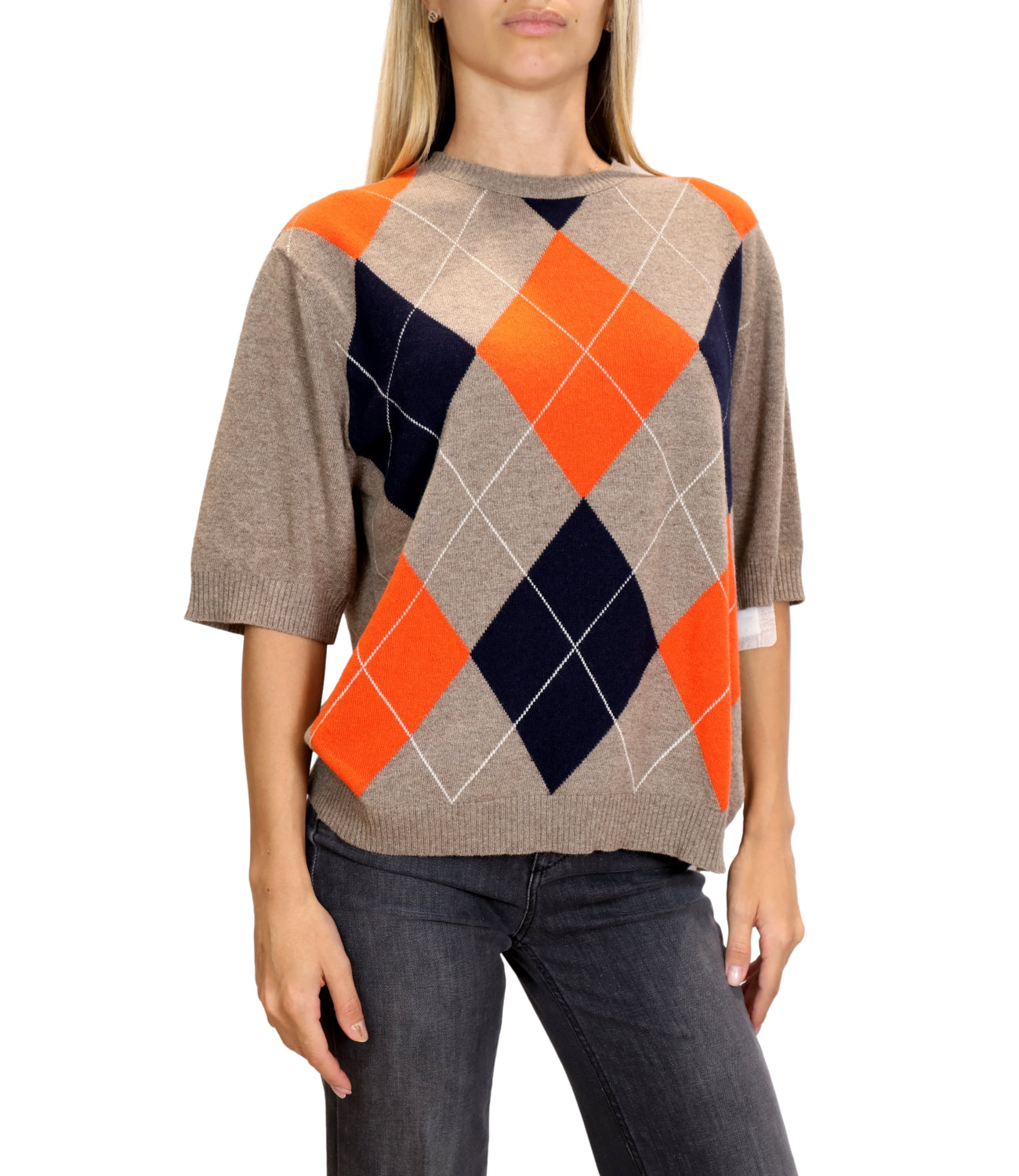 Maglia Kontatto 3M1937NI Donna - Tortora/arancio