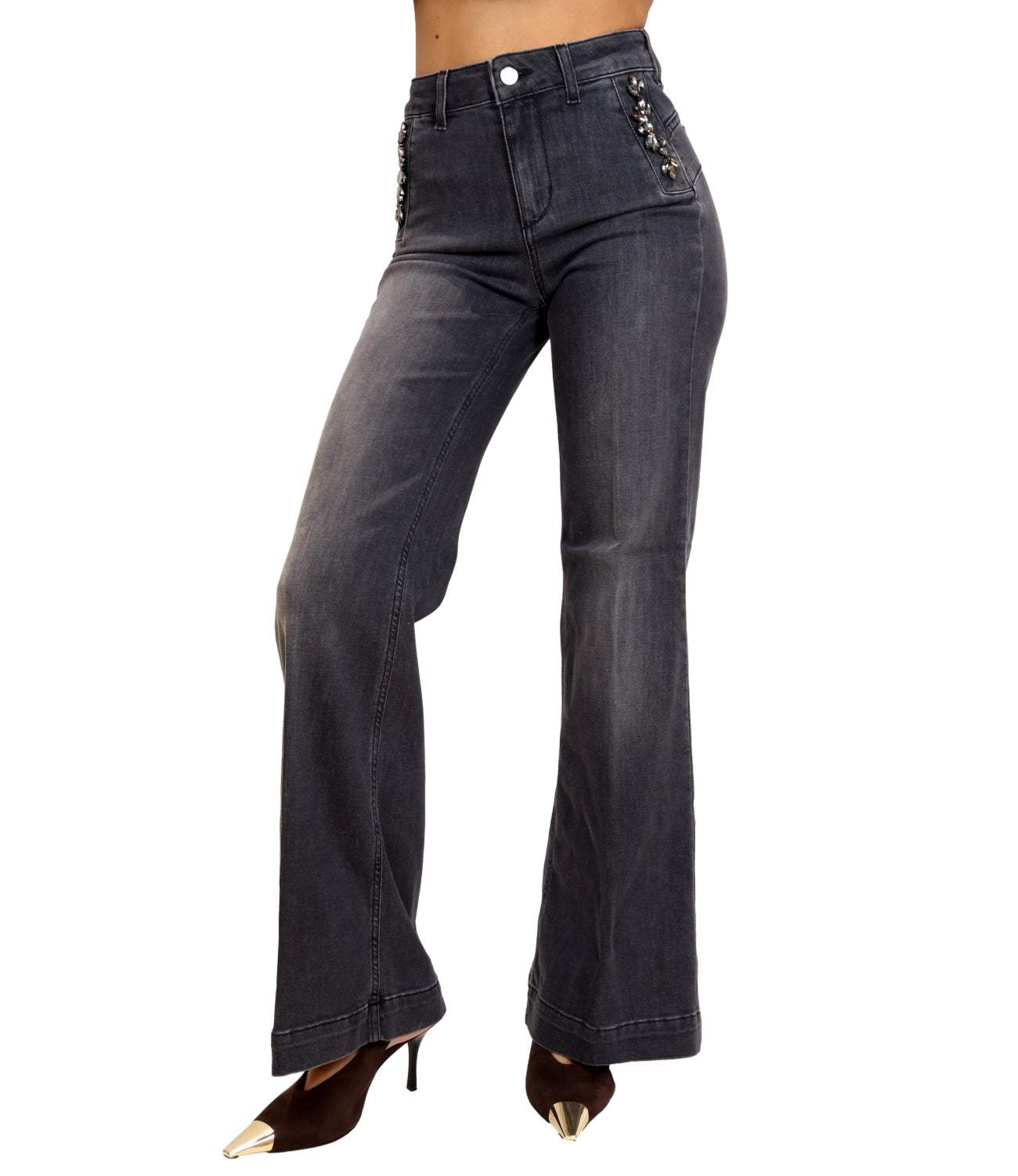 Jeans Liu jo UF6093D0375 Donna - Den.grey Buttons Was