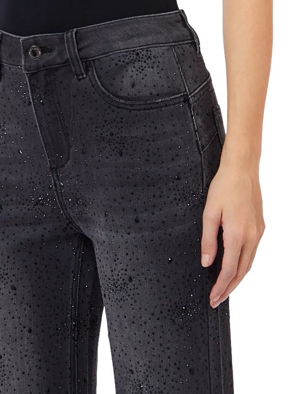 Pantalone Liu jo UF6107D0423 Donna - Den.black Glam Wash