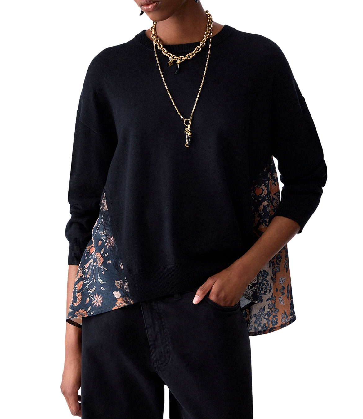 Maglia Liu jo WF6290MA16R Donna - Black/blossom Patch