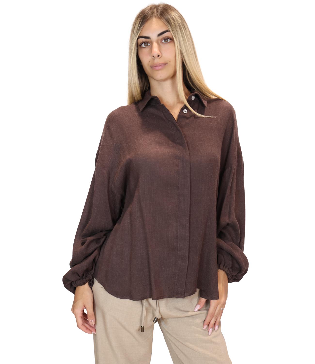 Camicia Motel C7387-T274-BAS Donna - Fondente