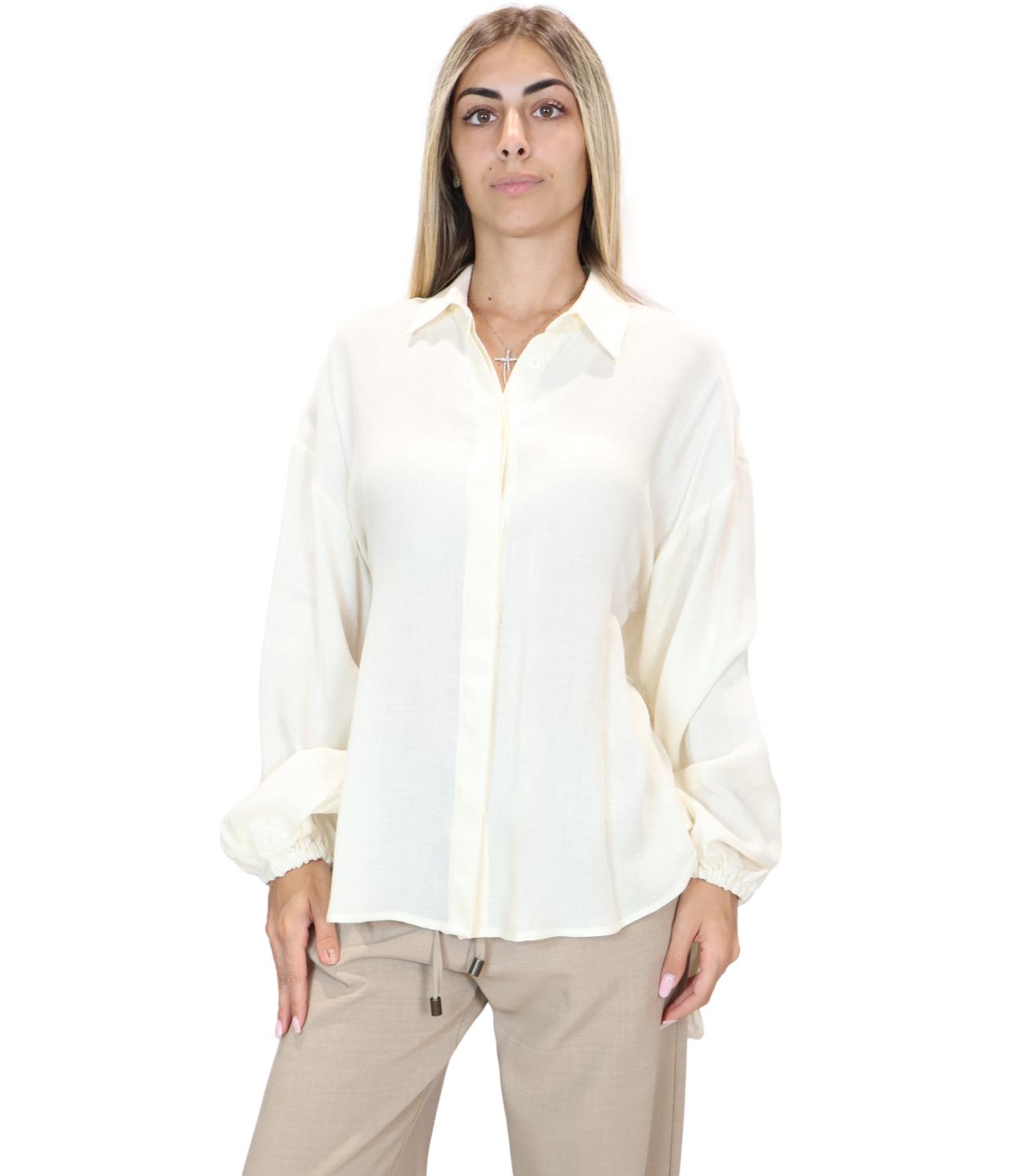 Camicia Motel C7387-T274-BAS Donna - Panna