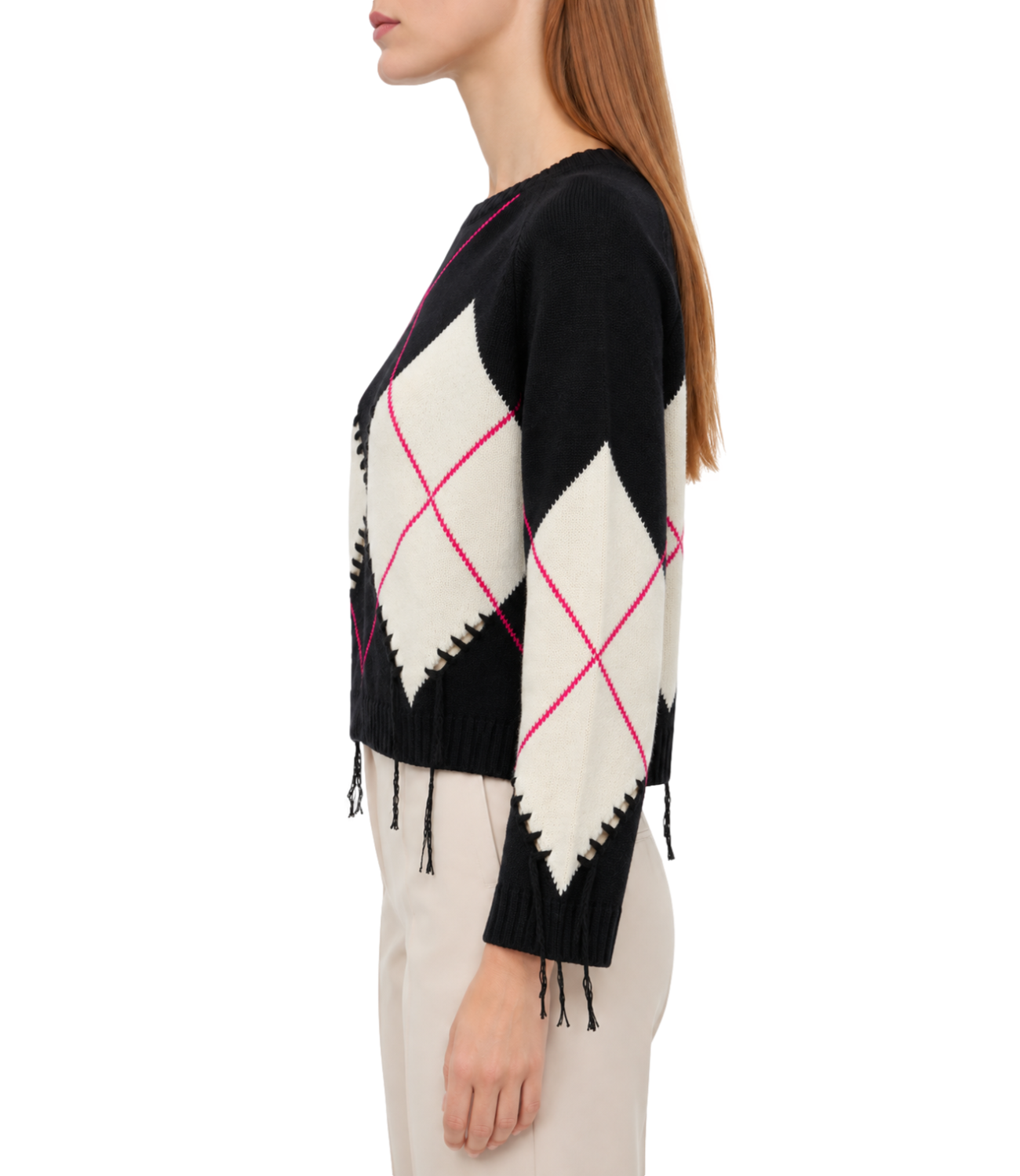 Maglia Pinko 107377-A3JE Donna - Nero Bianco Fuxia