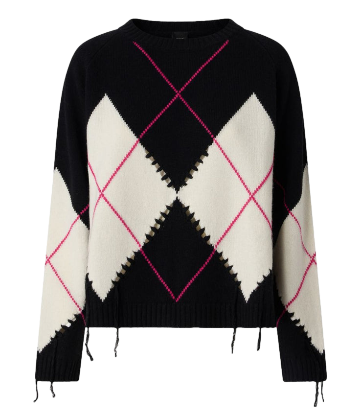 Maglia Pinko 107377-A3JE Donna - Nero Bianco Fuxia