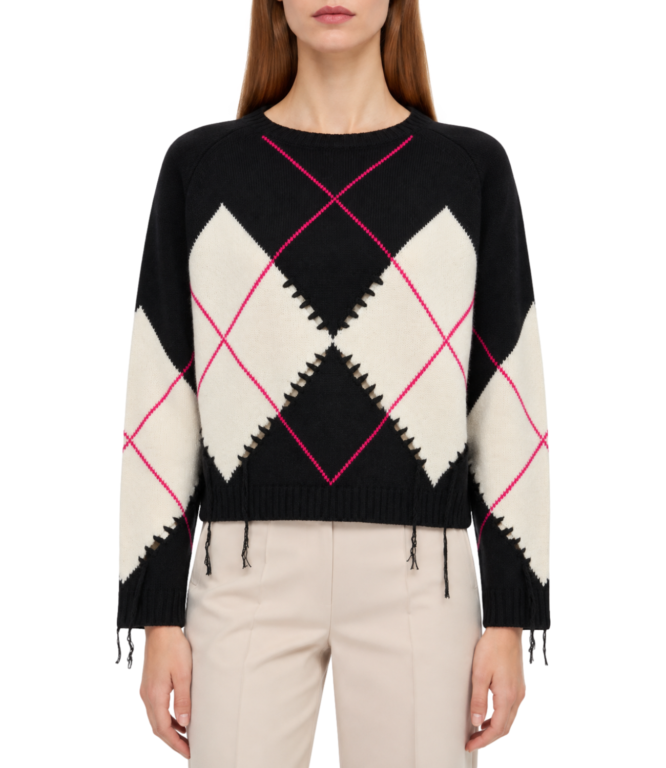 Maglia Pinko 107377-A3JE Donna - Nero Bianco Fuxia